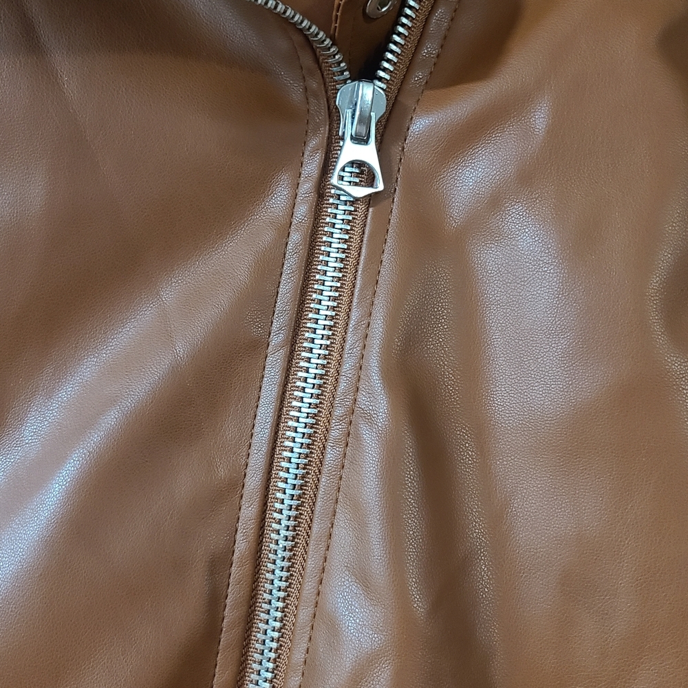 Torrid Moto Faux Leather Asymmetrical Moto Jacket - Brown - Picture 3 of 15